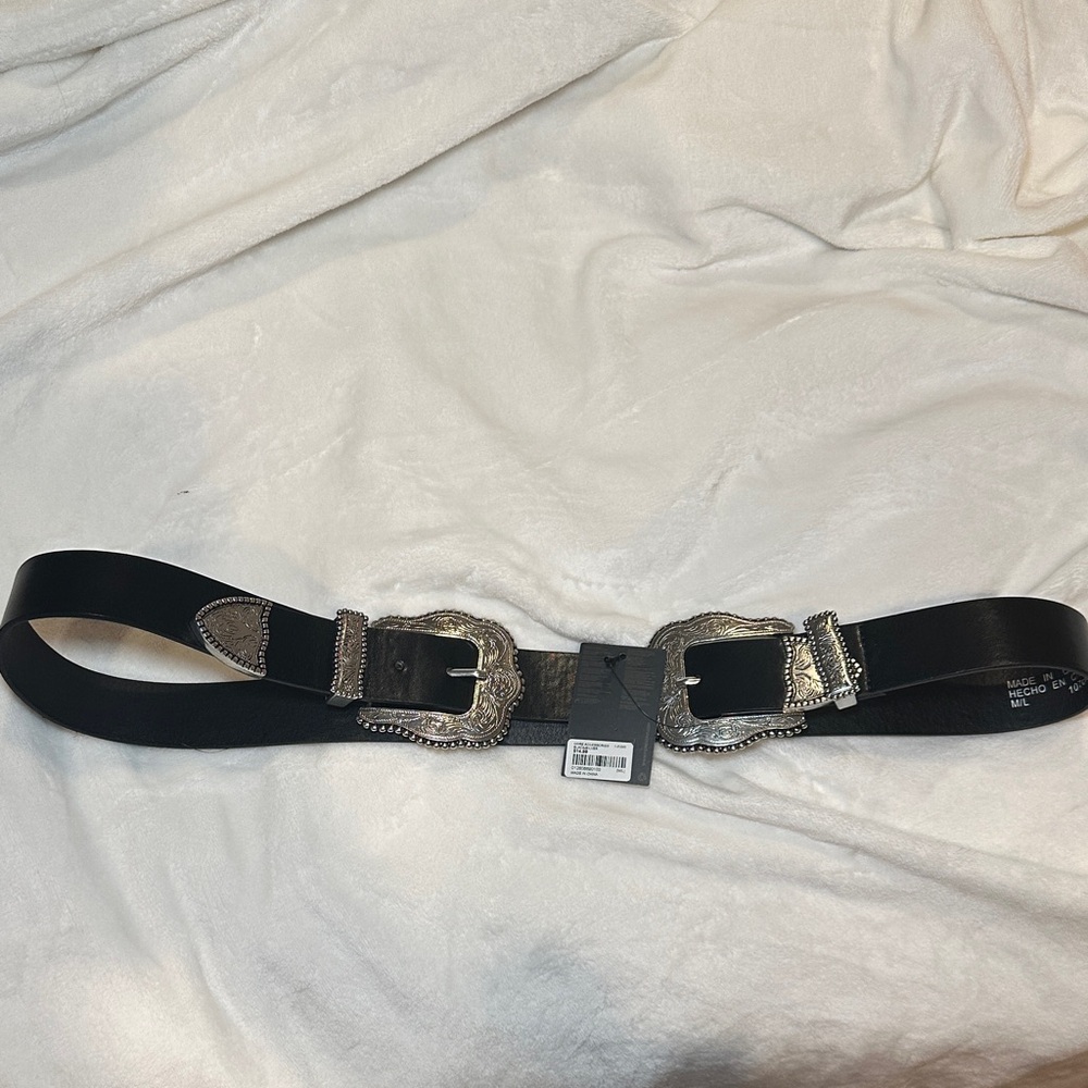 Forever 21 Black Belt with Silver Buckles